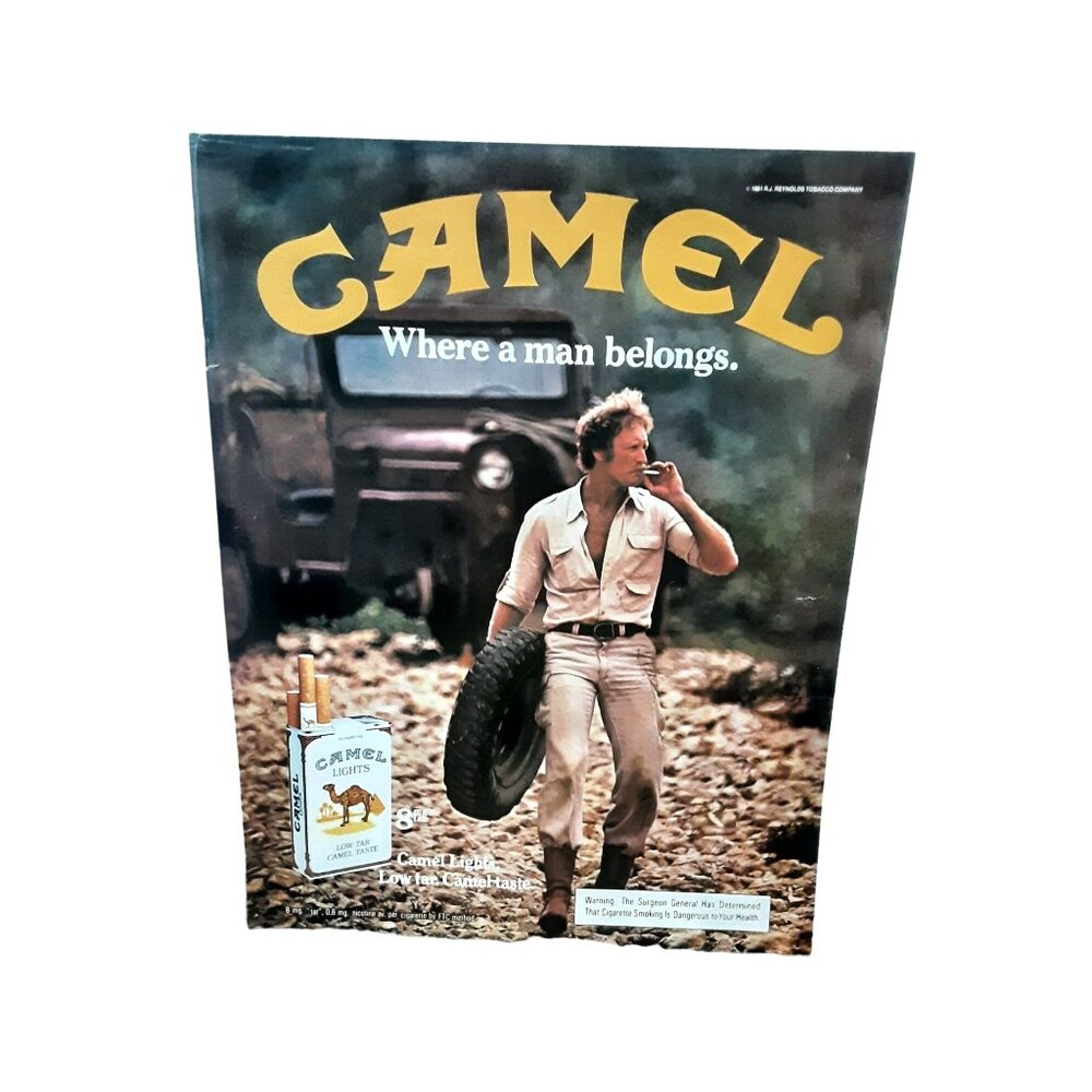1981 Camel Lights Cigarettes Man Tire Jeep Original Print Ad